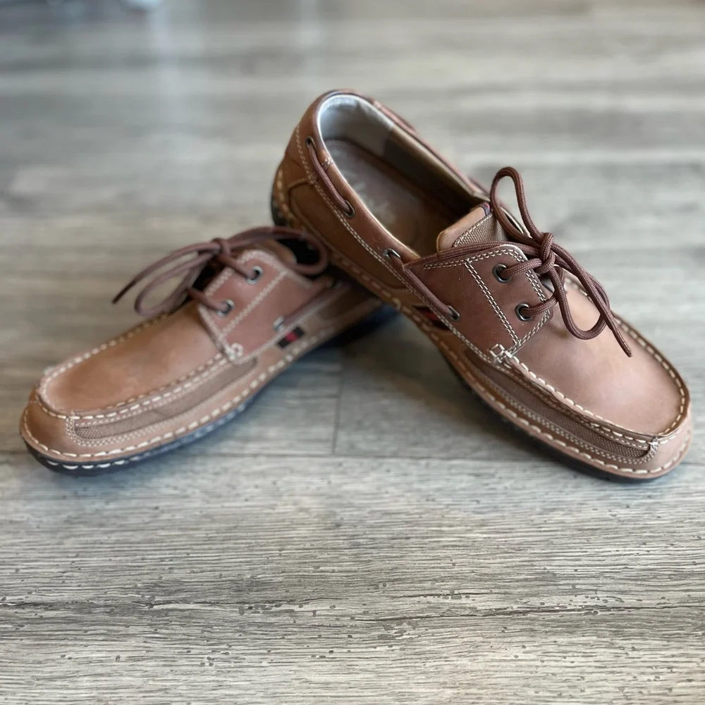 Clarks Men's Waterloo Boat Shoe Brown Leather Pull On Ortholite Footbed Size 11